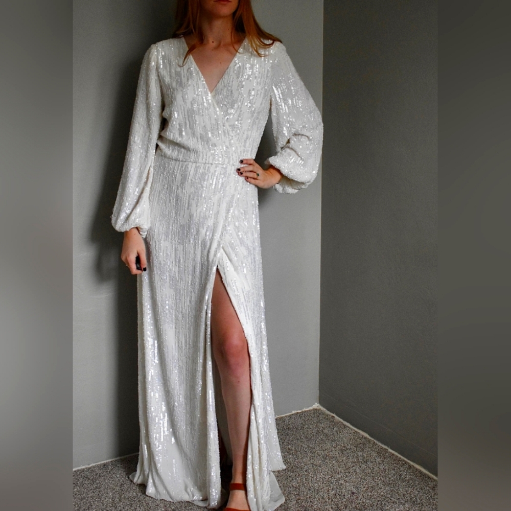 BHLDN White Sequin Casey Dress - Size 4 - New W Tags - Photographs BEAUTIFULLY!